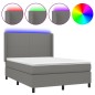 vidaXL Cama box spring colchón y luces LED tela gris oscuro 140x190 cm vidaXL Cama box spring colchón y luces LED tela gris oscuro 140x190 cm