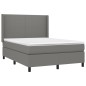 vidaXL Cama box spring colchón y luces LED tela gris oscuro 140x190 cm vidaXL Cama box spring colchón y luces LED tela gris oscuro 140x190 cm