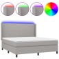 vidaXL Cama box spring colchón y luces LED tela gris claro 180x200 cm vidaXL Cama box spring colchón y luces LED tela gris claro 180x200 cm