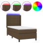 vidaXL Cama box spring colchón luces LED tela marrón oscuro 100x200cm