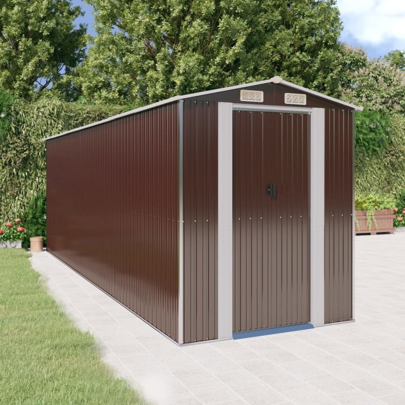 vidaXL Cobertizo jardín acero galvanizado marrón oscuro 192x606x223 cm vidaXL Cobertizo jardín acero galvanizado marrón oscuro 192x606x223 cm