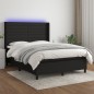 vidaXL Cama box spring colchón y luces LED tela negro 140x190 cm vidaXL Cama box spring colchón y luces LED tela negro 140x190 cm