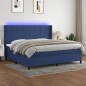 vidaXL Cama box spring colchón y luces LED tela azul 200x200 cm vidaXL Cama box spring colchón y luces LED tela azul 200x200 cm