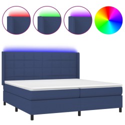 vidaXL Cama box spring colchón y luces LED tela azul 200x200 cm