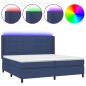 vidaXL Cama box spring colchón y luces LED tela azul 200x200 cm vidaXL Cama box spring colchón y luces LED tela azul 200x200 cm