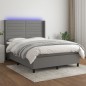 vidaXL Cama box spring colchón y luces LED tela gris oscuro 140x200 cm vidaXL Cama box spring colchón y luces LED tela gris oscuro 140x200 cm