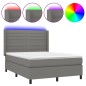 vidaXL Cama box spring colchón y luces LED tela gris oscuro 140x200 cm vidaXL Cama box spring colchón y luces LED tela gris oscuro 140x200 cm