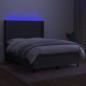 vidaXL Cama box spring colchón y luces LED tela gris oscuro 140x200 cm vidaXL Cama box spring colchón y luces LED tela gris oscuro 140x200 cm