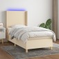 vidaXL Cama box spring colchón y luces LED tela color crema 90x190 cm vidaXL Cama box spring colchón y luces LED tela color crema 90x190 cm