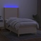 vidaXL Cama box spring colchón y luces LED tela color crema 90x190 cm vidaXL Cama box spring colchón y luces LED tela color crema 90x190 cm