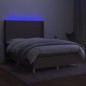 vidaXL Cama box spring colchón y luces LED tela gris taupe 140x190 cm