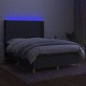 vidaXL Cama box spring colchón y luces LED tela gris oscuro 140x200 cm