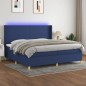 vidaXL Cama box spring colchón y luces LED tela azul 200x200 cm vidaXL Cama box spring colchón y luces LED tela azul 200x200 cm