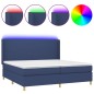 vidaXL Cama box spring colchón y luces LED tela azul 200x200 cm vidaXL Cama box spring colchón y luces LED tela azul 200x200 cm