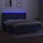 vidaXL Cama box spring colchón y luces LED tela azul 200x200 cm vidaXL Cama box spring colchón y luces LED tela azul 200x200 cm