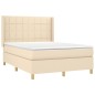 vidaXL Cama box spring colchón y luces LED tela crema 140x190 cm