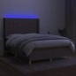 vidaXL Cama box spring colchón y luces LED tela gris taupe 140x200 cm