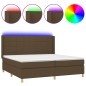 vidaXL Cama box spring colchón luces LED tela marrón oscuro 200x200 cm vidaXL Cama box spring colchón luces LED tela marrón oscuro 200x200 cm