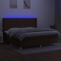 vidaXL Cama box spring colchón luces LED tela marrón oscuro 200x200 cm vidaXL Cama box spring colchón luces LED tela marrón oscuro 200x200 cm