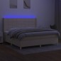 vidaXL Cama box spring colchón y luces LED tela crema 200x200 cm