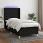 vidaXL Cama box spring colchón y luces LED tela negro 90x200 cm vidaXL Cama box spring colchón y luces LED tela negro 90x200 cm