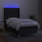 vidaXL Cama box spring colchón y luces LED tela negro 90x200 cm vidaXL Cama box spring colchón y luces LED tela negro 90x200 cm