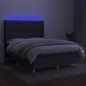 vidaXL Cama box spring colchón y luces LED tela gris oscuro 140x190 cm