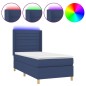 vidaXL Cama box spring colchón y luces LED tela azul 90x200 cm