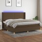 vidaXL Cama box spring colchón luces LED tela marrón oscuro 200x200 cm vidaXL Cama box spring colchón luces LED tela marrón oscuro 200x200 cm