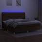 vidaXL Cama box spring colchón luces LED tela marrón oscuro 200x200 cm vidaXL Cama box spring colchón luces LED tela marrón oscuro 200x200 cm