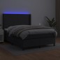vidaXL Cama box spring colchón y LED cuero sintético negro 140x200 cm vidaXL Cama box spring colchón y LED cuero sintético negro 140x200 cm