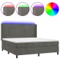 vidaXL Cama box spring colchón y LED terciopelo gris oscuro 180x200 cm