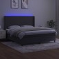 vidaXL Cama box spring colchón y LED terciopelo gris oscuro 180x200 cm