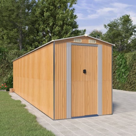 vidaXL Cobertizo jardín acero galvanizado marrón claro 192x772x223 cm