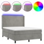 vidaXL Cama box spring colchón y LED terciopelo gris claro 140x190 cm vidaXL Cama box spring colchón y LED terciopelo gris claro 140x190 cm