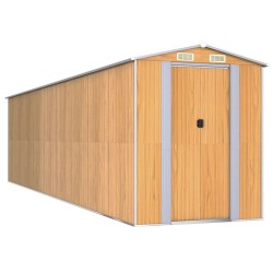 vidaXL Cobertizo jardín acero galvanizado marrón claro 192x772x223 cm