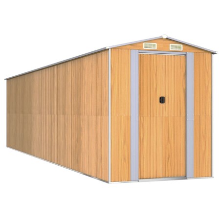 vidaXL Cobertizo jardín acero galvanizado marrón claro 192x772x223 cm