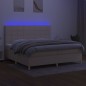 vidaXL Cama box spring colchón y luces LED tela crema 200x200 cm vidaXL Cama box spring colchón y luces LED tela crema 200x200 cm