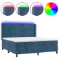 vidaXL Cama box spring colchón y LED terciopelo azul oscuro 160x200 cm vidaXL Cama box spring colchón y LED terciopelo azul oscuro 160x200 cm