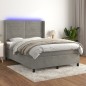 vidaXL Cama box spring colchón y LED terciopelo gris claro 140x200 cm vidaXL Cama box spring colchón y LED terciopelo gris claro 140x200 cm