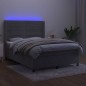 vidaXL Cama box spring colchón y LED terciopelo gris claro 140x200 cm vidaXL Cama box spring colchón y LED terciopelo gris claro 140x200 cm