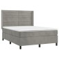 vidaXL Cama box spring colchón y LED terciopelo gris claro 140x200 cm vidaXL Cama box spring colchón y LED terciopelo gris claro 140x200 cm