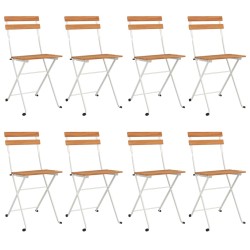 vidaXL Sillas cafetería plegables 8 uds acero y madera maciza acacia