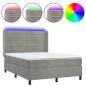 vidaXL Cama box spring colchón y LED terciopelo gris claro 140x190 cm vidaXL Cama box spring colchón y LED terciopelo gris claro 140x190 cm