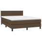 vidaXL Cama box spring con colchón tela marrón oscuro 140x200 cm