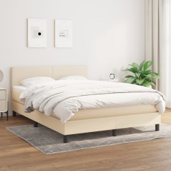vidaXL Cama box spring con colchón tela color crema 140x200 cm