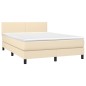 vidaXL Cama box spring con colchón tela color crema 140x200 cm vidaXL Cama box spring con colchón tela color crema 140x200 cm
