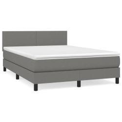 vidaXL Cama box spring con colchón tela gris oscuro 140x200 cm