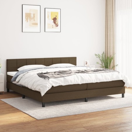 vidaXL Cama box spring con colchón tela marrón oscuro 200x200 cm