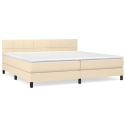 vidaXL Cama box spring con colchón tela color crema 200x200 cm